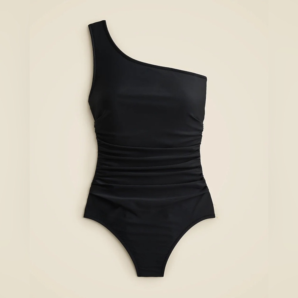 J. Crew Sleek Ruched One Shoulder One Piece Swimsuit